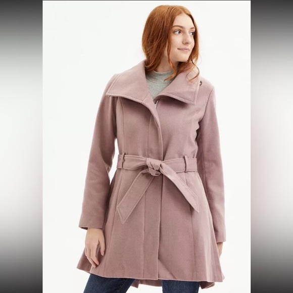 Steve Madden Jackets & Blazers - Steve Madden Size Large 10-12 Mauve Pea Coat Belted Pleated Jacket